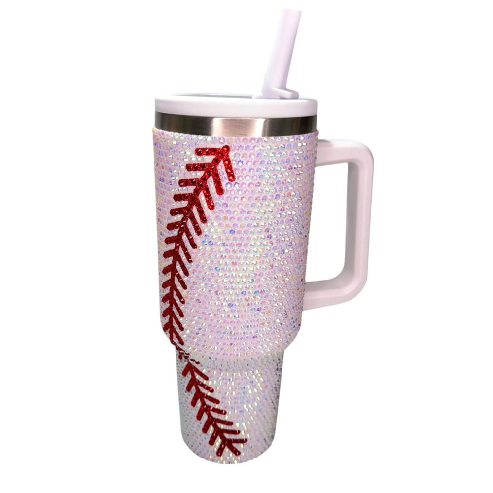 Live Love Gameday® Crystal Bling Baseball 40-ounce Stainless Steel Tumbler NWOB